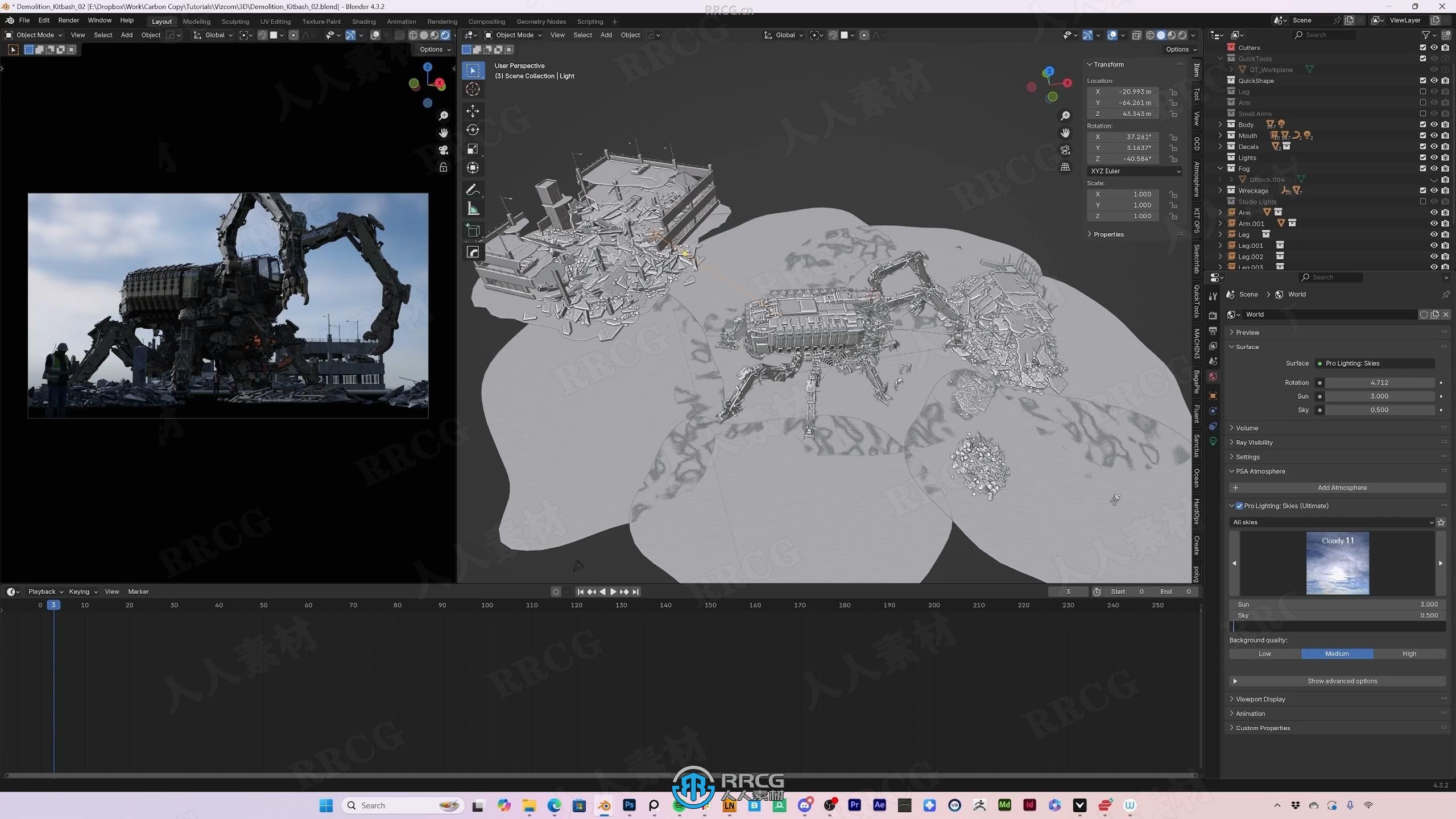 【中文字幕】Blender与PS机械动力装甲概念艺术设计完整流程视频教程