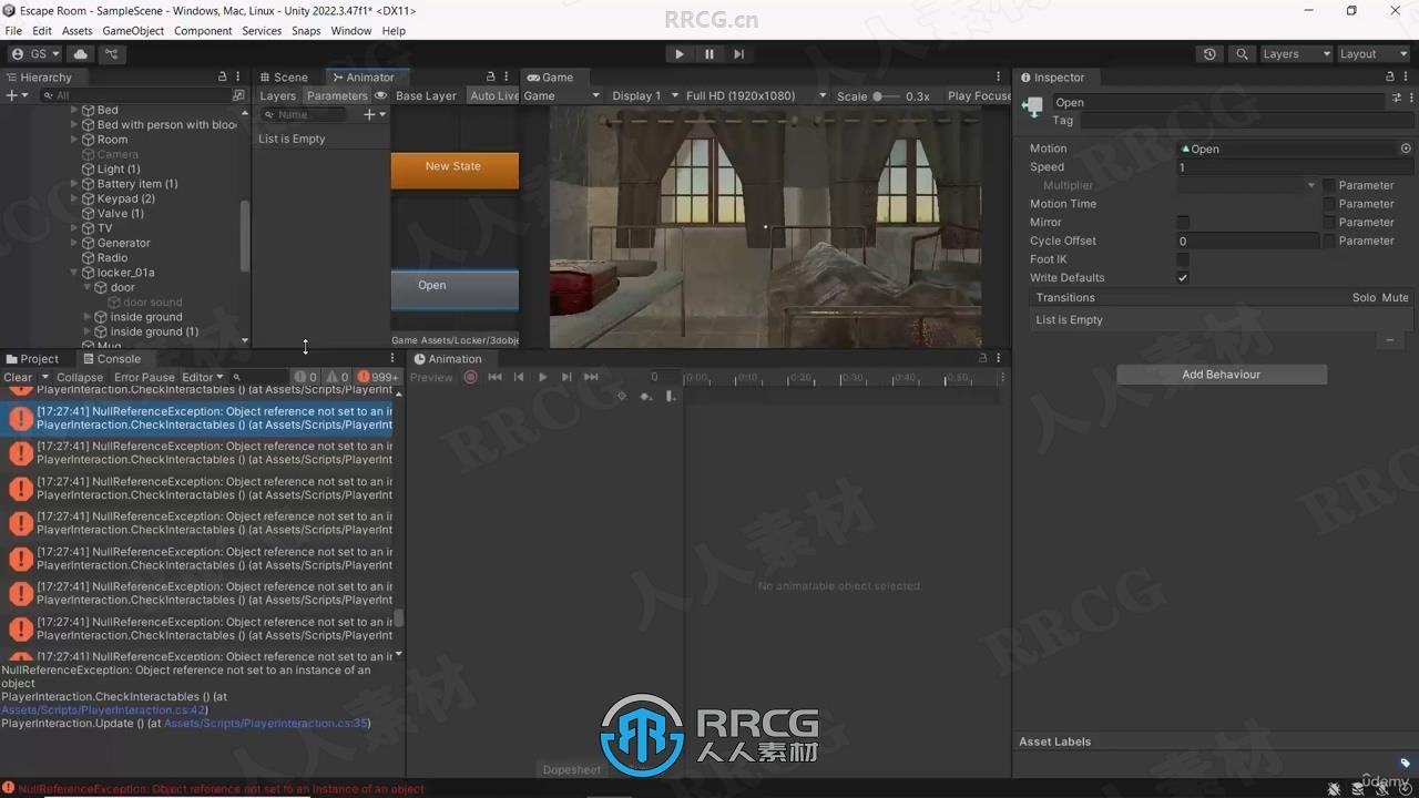 【中文字幕】Unity与C#3D解谜逃脱游戏制作工作流程视频教程