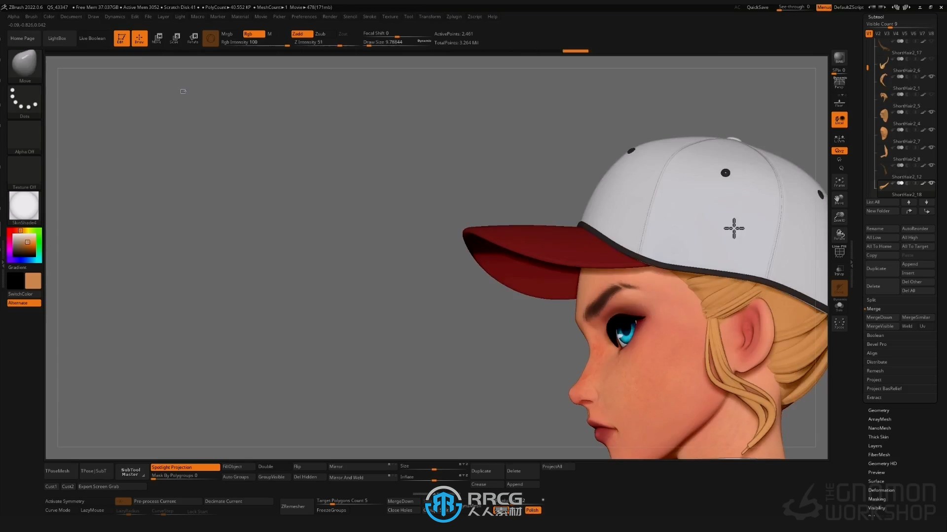 【中文字幕】Zbrush卡通动漫游戏角色发型雕刻设计视频教程
