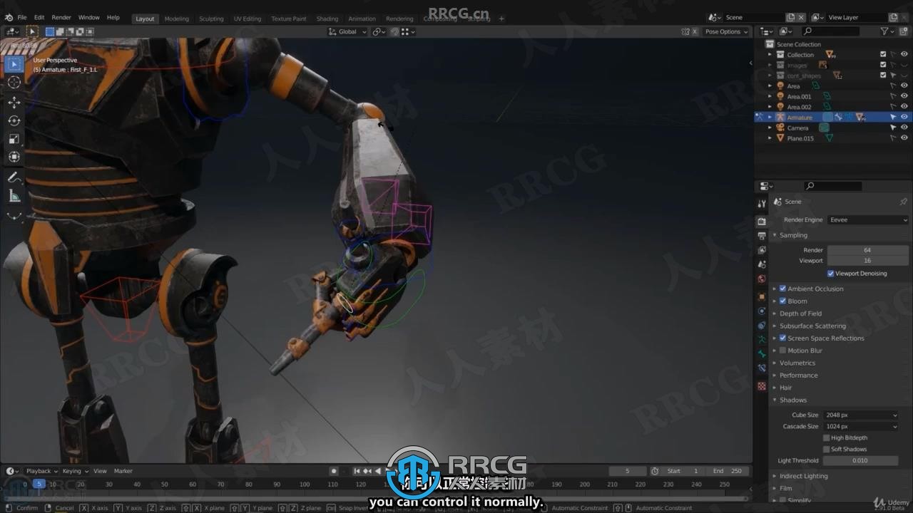 【中文字幕】Blender《钢铁巨人》机械角色模型动画完整制作流程视频教程