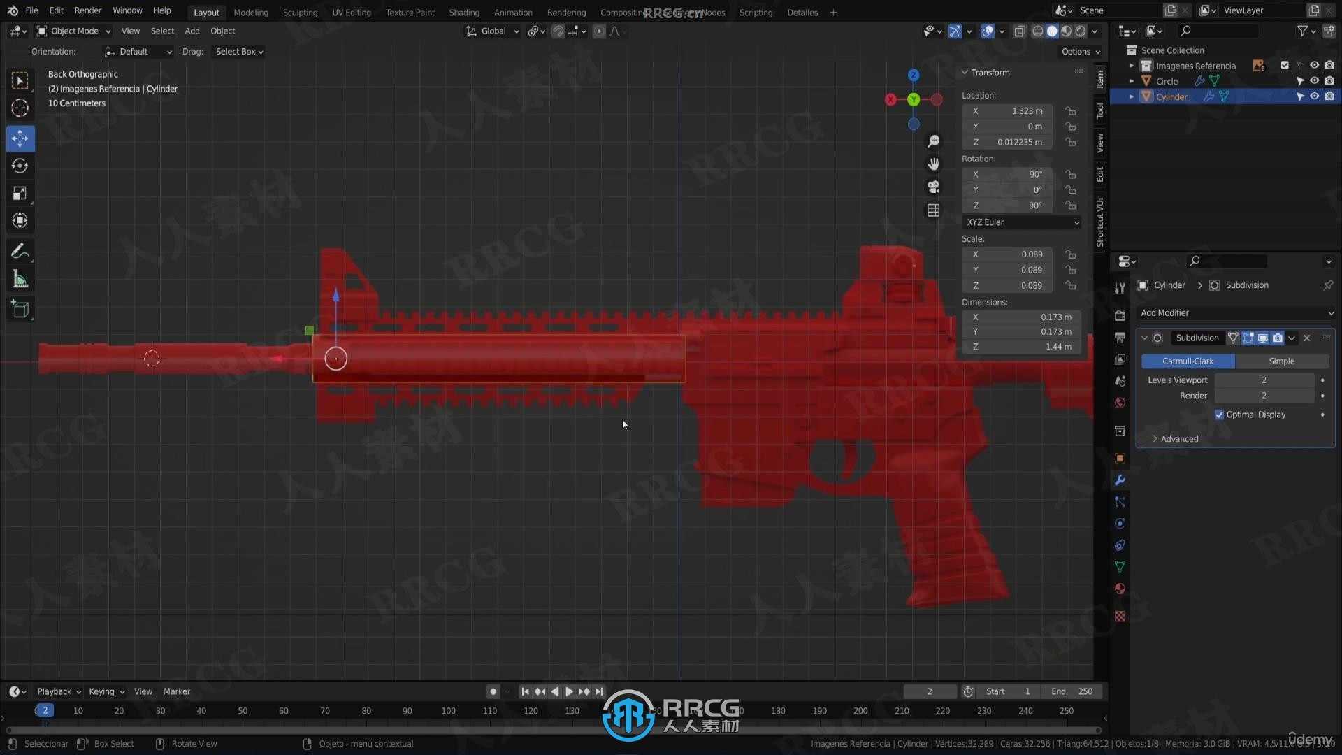 【中文字幕】Blender游戏枪械硬表面建模工作流视频教程
