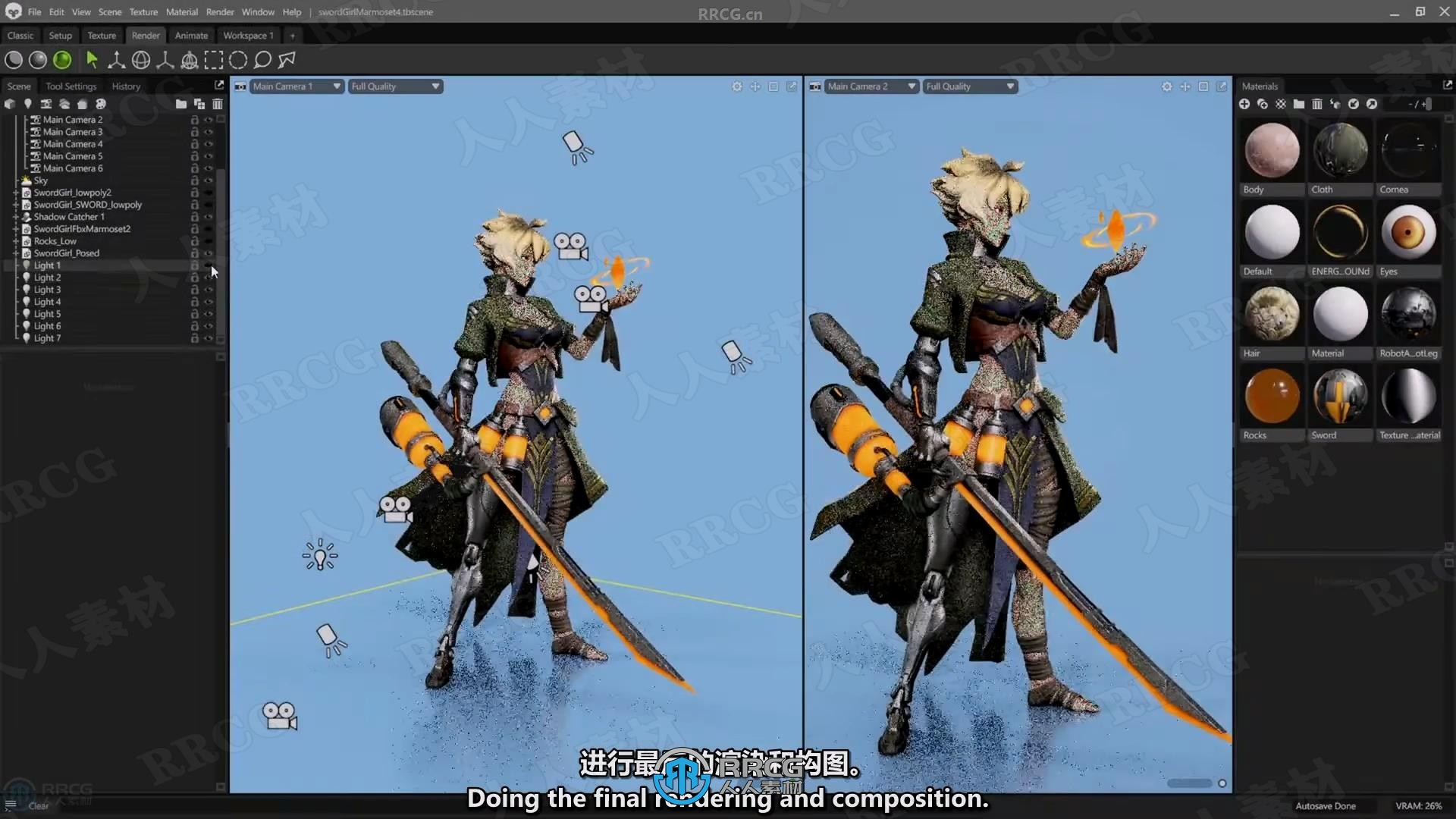 【中文字幕】Zbrush持剑女孩游戏角色雕刻设计全流程视频教程