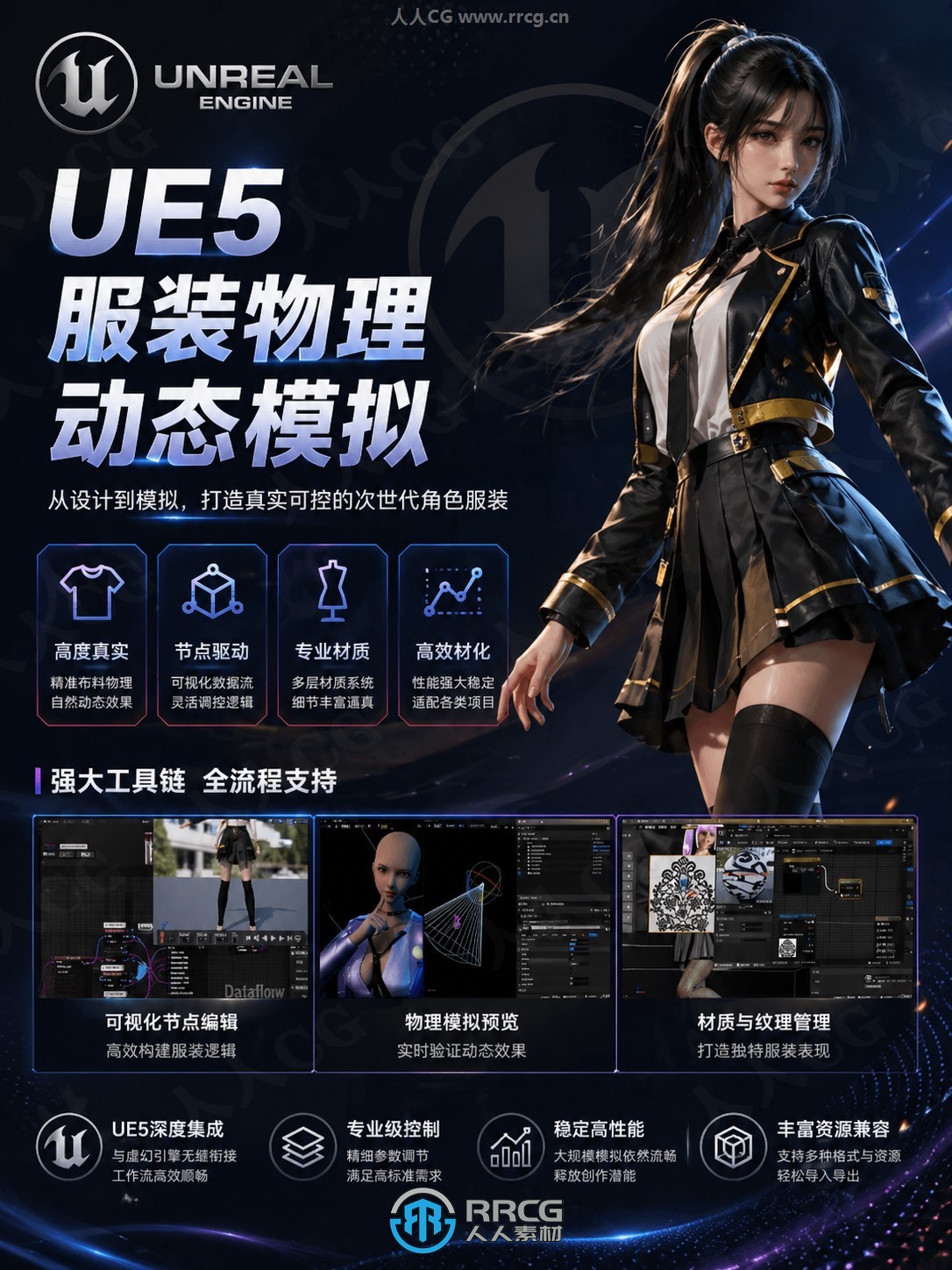 【中文字幕】UE5服装衣服布料物理动态模拟技术视频教程