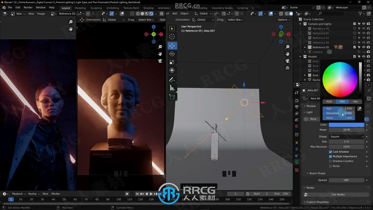 【中文字幕】Blender人物肖像灯光照明核心技术视频教程