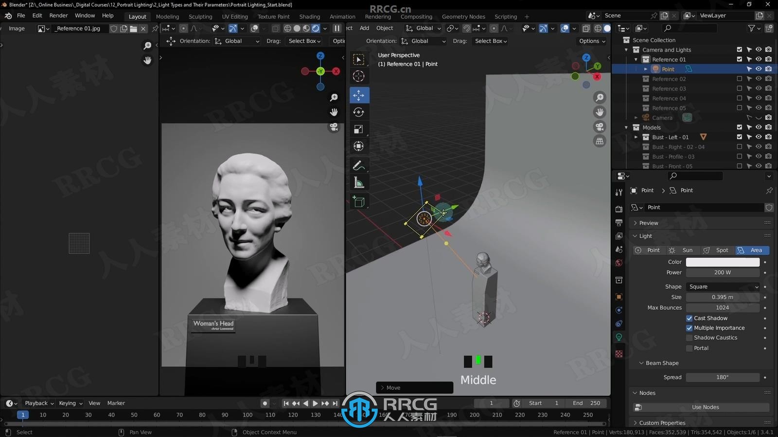 【中文字幕】Blender人物肖像灯光照明核心技术视频教程