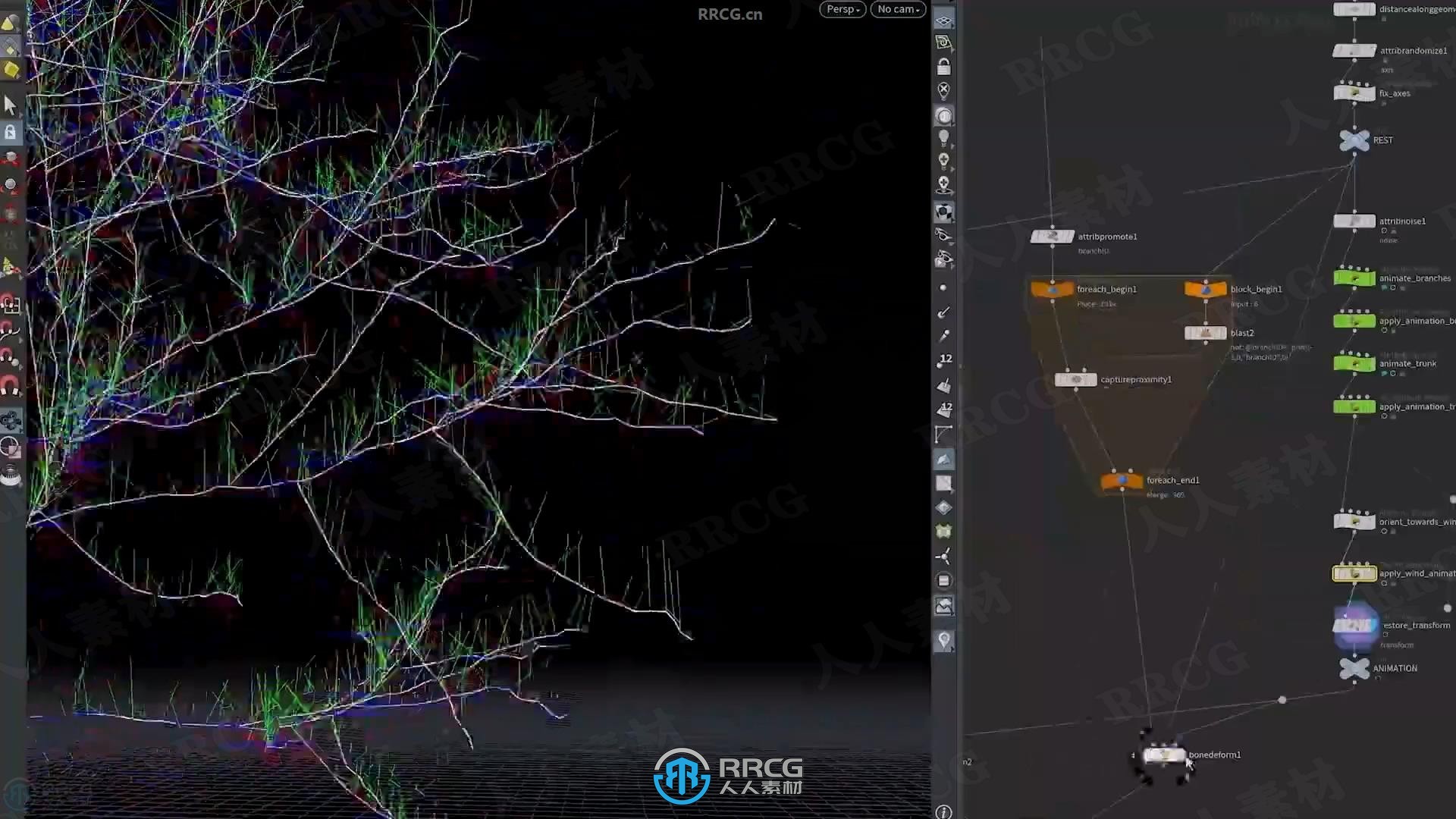 【中文字幕】Houdini中KineFX和Labs Tree Tools插件创建程序化树木生长动画视频教程