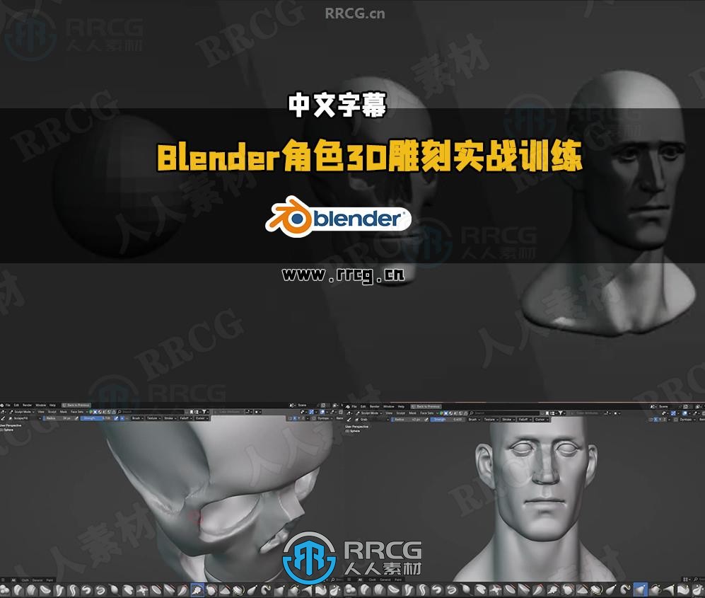 【中文字幕】Blender角色3D雕刻零基础实战训练视频教程