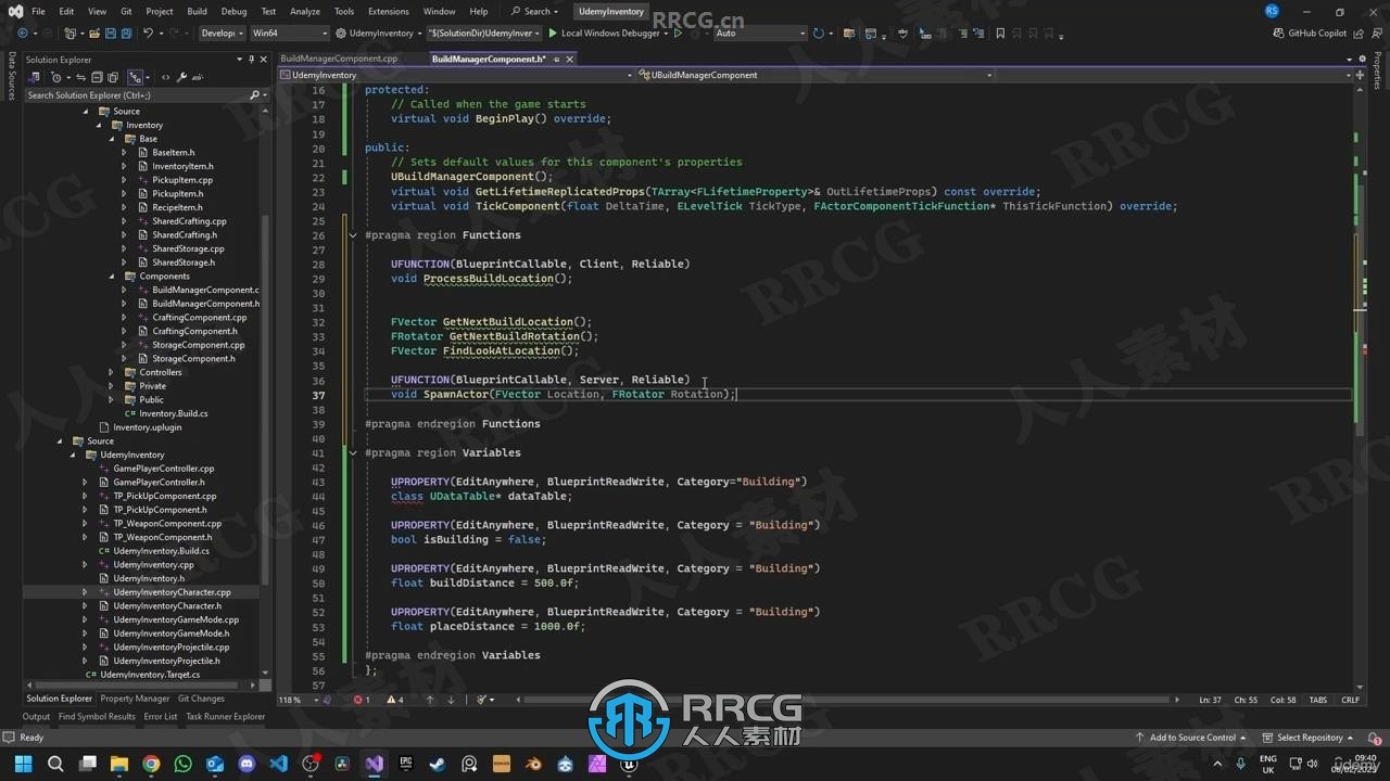 【中文字幕】UE5与C++多人RPG生存沙盒类游戏物品道具建筑系统构建视频教程
