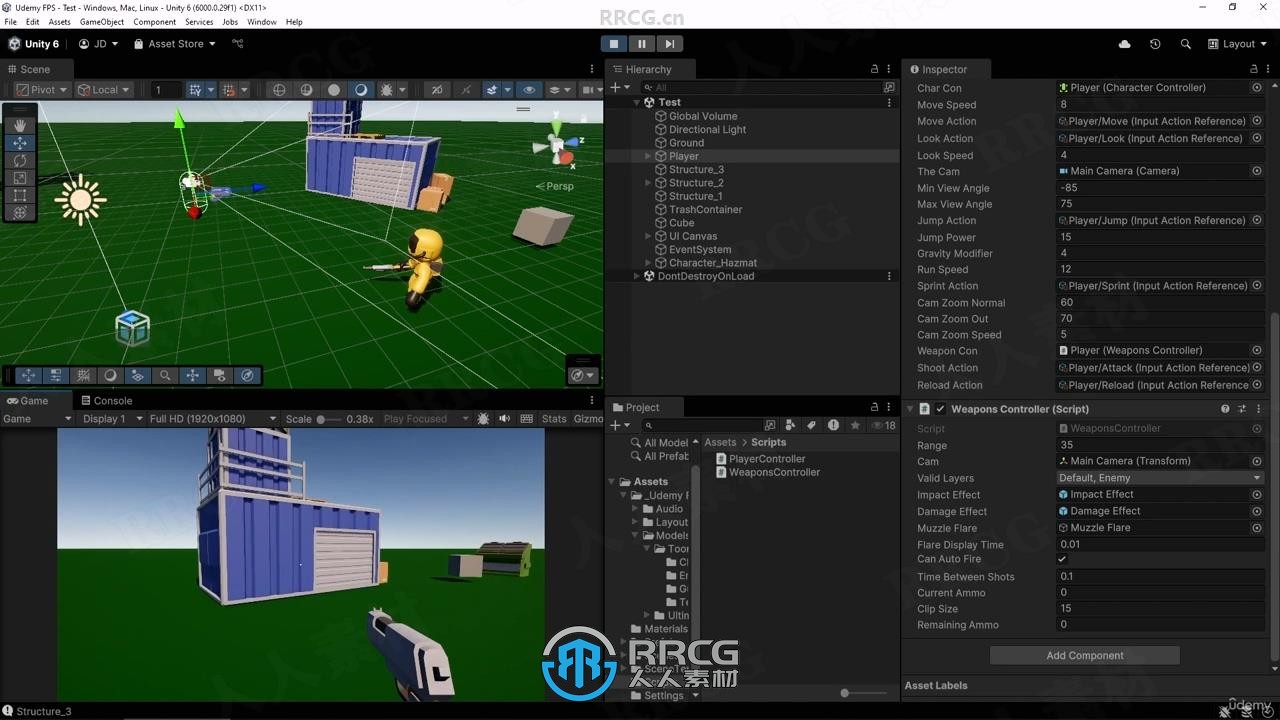 【中文字幕】Unity 6和 C#制作FPS第一人称射击游戏视频教程