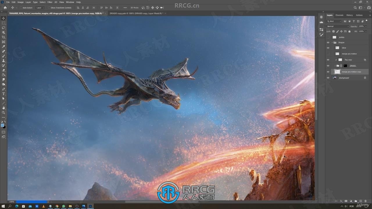 【中文字幕】Photoshop飞翔巨龙数字绘画实例训练视频教程