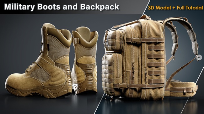 Blender教程资源 | Artstation - Military Boots and Backpack Tutorials