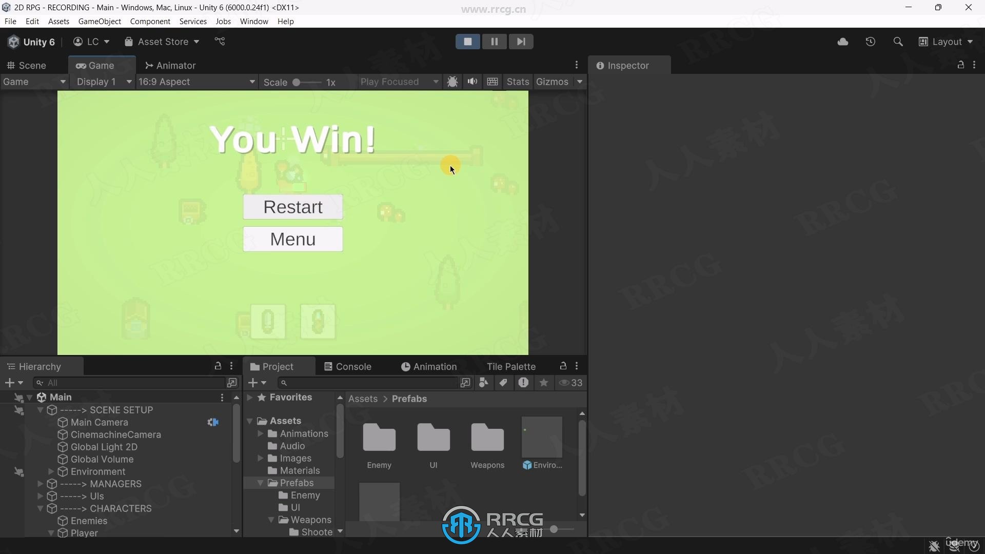 【中文字幕】Unity 6角色扮演2D RPG游戏完整制作流程视频教程