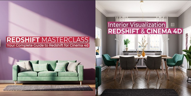 C4D渲染动画教程资源 | MographPlus - Redshift Masterclass & Introduction to Interior Visualization with Redshift