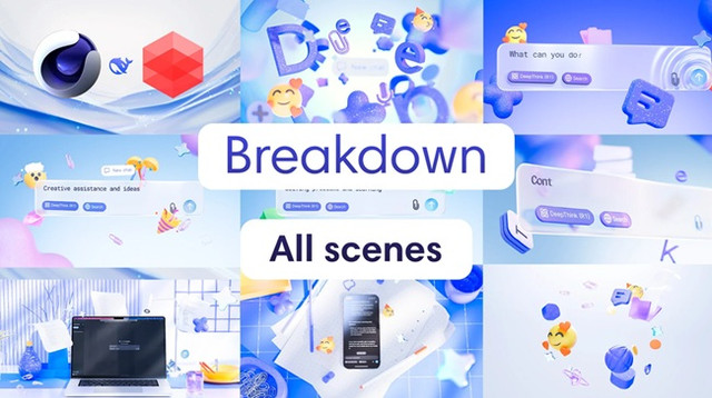C4D渲染动画教程资源 | Gumroad - Full breakdown of the 3d motion video DeepSeek in Cinema 4D Redshift