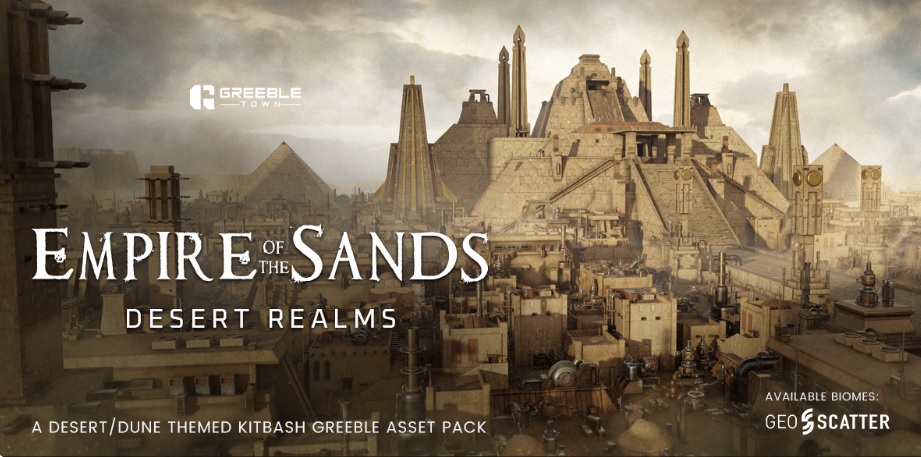 Blender 教程资源 | Superhive - Empire Of The Sands - Desert Structures Kitbash Greeble Assets
