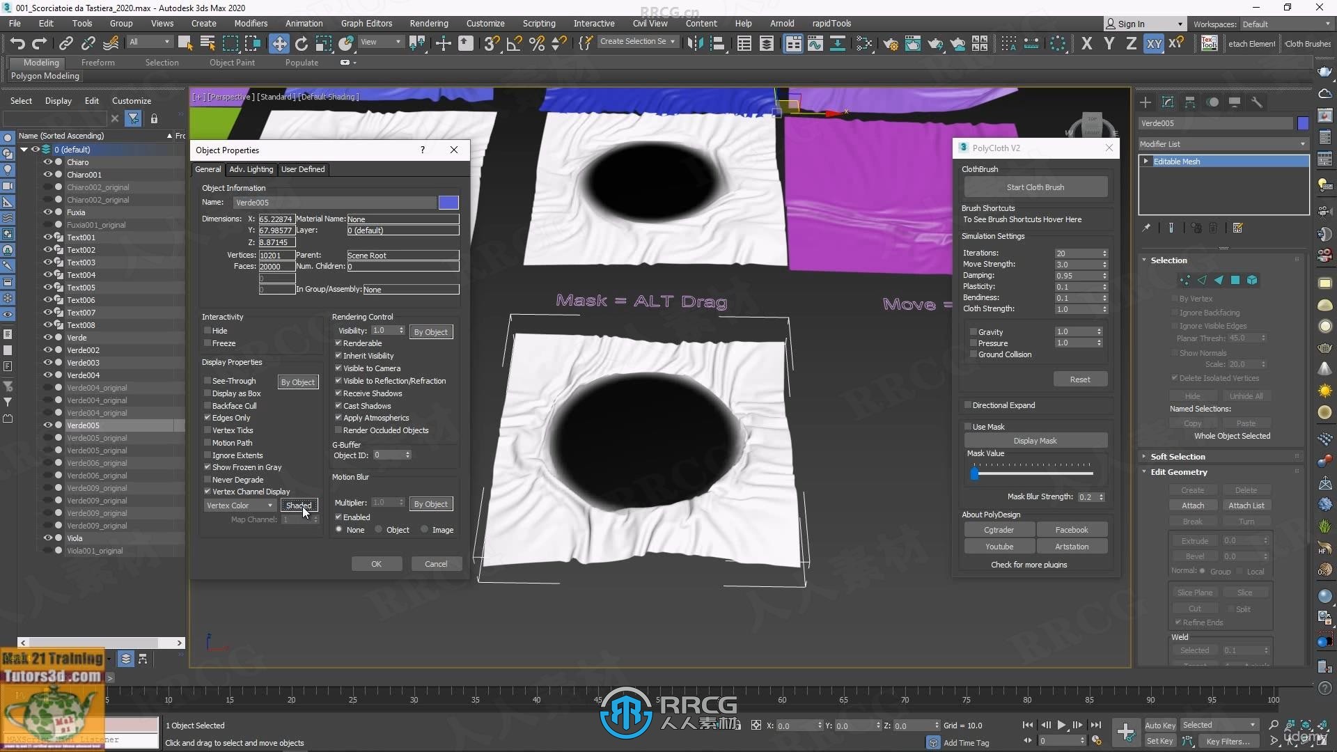 【中文字幕】3dsmax中PolyCloth布料模拟建模制作视频教程