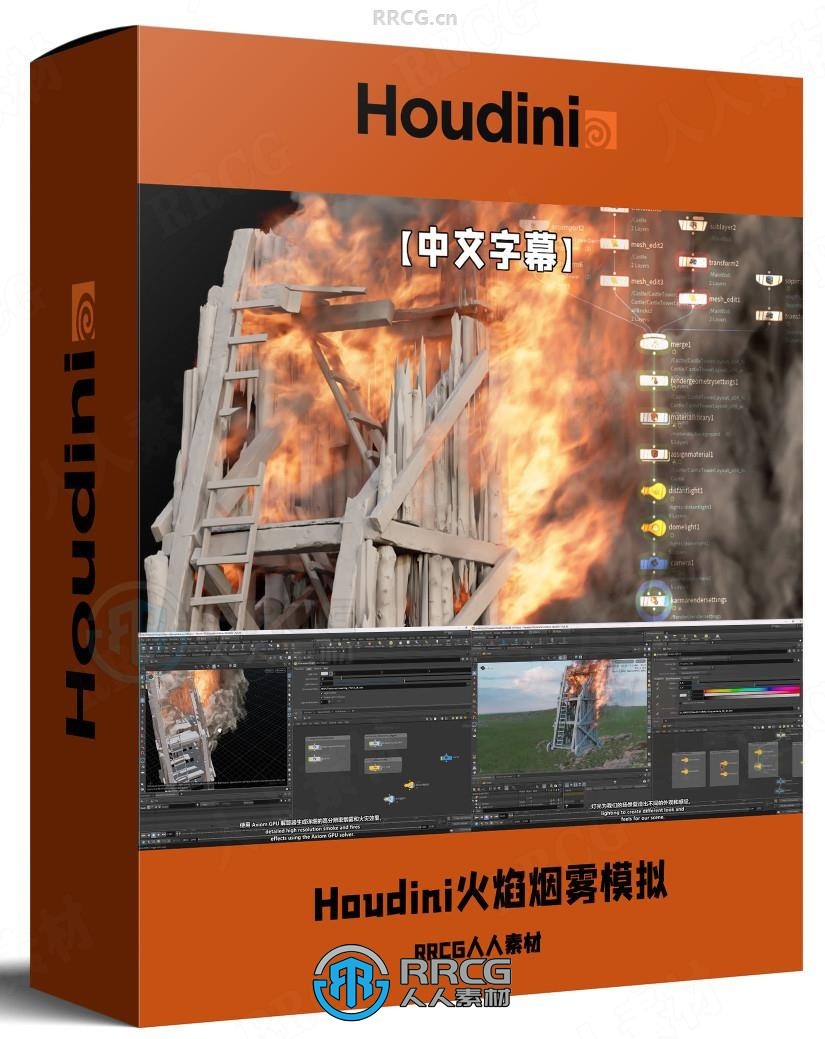 【中文字幕】Houdini中Axiom火焰烟雾模拟技术视频教程