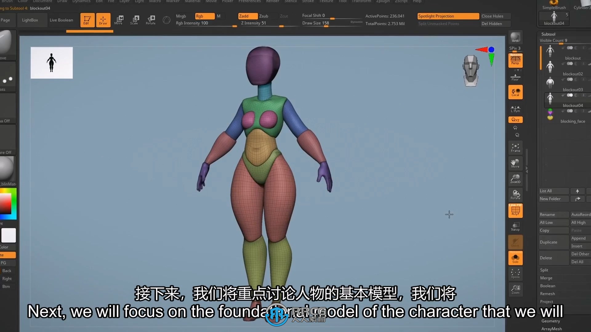 【中文字幕】ZBrush时尚女孩雕刻建模制作流程视频教程