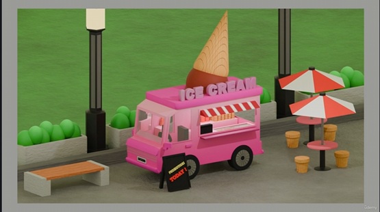 Blender教程资源 | Udemy - Blender Ice Cream Truck: Model & Animate a Sweet Scene