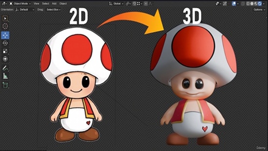Blender 教程资源 | Udemy - Turn 2D Images into 3D Models in Blender for Beginners