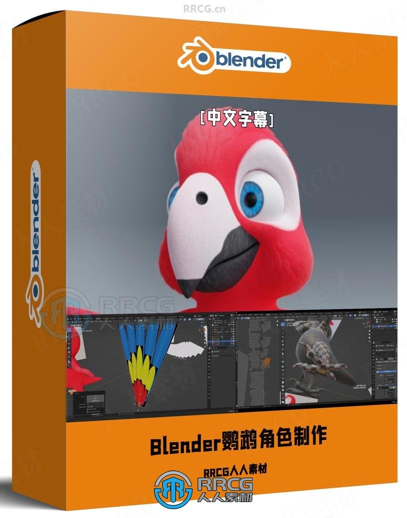 【中文字幕】Blender从零开始学习鹦鹉角色制作完整流程视频教程
