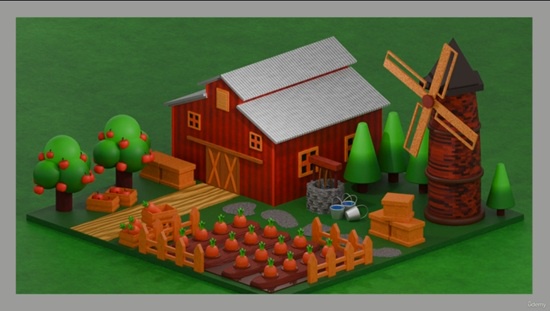 Blender 教程资源 | Udemy - Blender Cozy Farm: Create a Stylized 3D Farm Scene