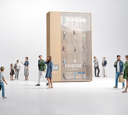 C4D渲染动画教程资源 | humano 3D people Vol. 02 Casual and Vol. 04 Diverse