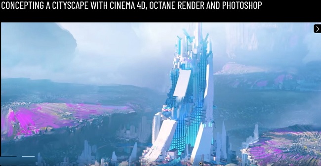 C4D渲染动画教程资源 | IAMAG - Concepting a cityscape with Cinema 4D, Octane render and Photoshop