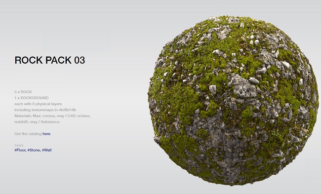 C4D渲染动画教程资源 | RD - Textures - Real Displacement Textures Rock Pack 3