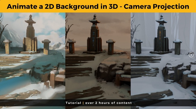 Animate a 2D Background in 3D using camera projection 教程资源 | Artstation - Animate a 2D Background in 3D using camera projection