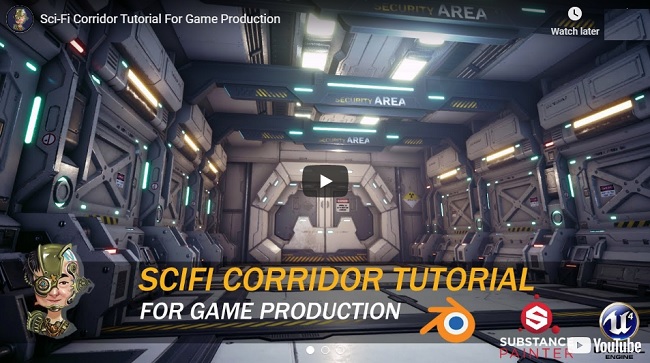 游戏开发教程资源 | Gumroad - 3D PBR Sci Corridor Tutorial For Game Production