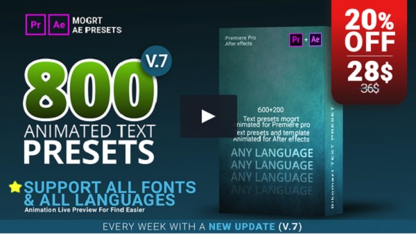 Videohive - Mogrt Title - 800 Text Presets for Premiere Pro & After effects V.7  资源 | Videohive - Mogrt Title - 800 Text Presets for Premiere Pro & After effects V.7 - 22508370